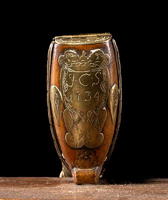Pipe case, Netherlands, ca. 1734. Carved boxwood and engraved brass. Measurements: not provided. 