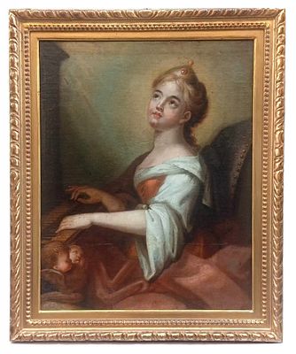 Italian or French school of the 18th century – Saint Cecilia in ecstasy. Dimensions: 55 &times; 43 cm. 