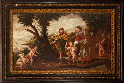 Holy Family - 17th-century Italian Bassano school. Oil on canvas. Measurements: 57 cm x 35 cm 