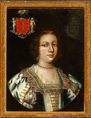 Portrait of a Noble Lady, signed and dated in Antequera, Spanish school of the 17th century. Oil 
