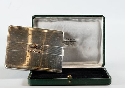 Silver Cigarette Box for Air Force Captain Garc&iacute;a Montoro, 1950s, silversmith Durango, Madrid. Wi 