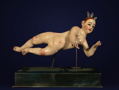 CAPISCARA CIRCLE. QUITO COLONIAL SCHOOL, ECUADOR, 18TH CENTURY - Triumphant Child Jesus. Carved 