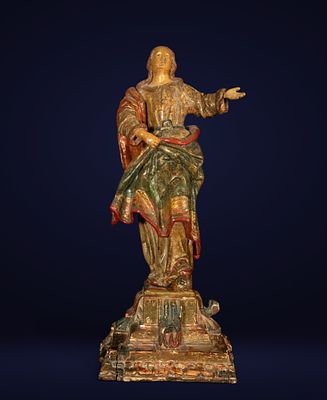 HISPANIC AMERICAN COLONIAL SCHOOL, PROBABLY MEXICO, 17TH-18TH CENTURIES - Praying Virgin. Carved 