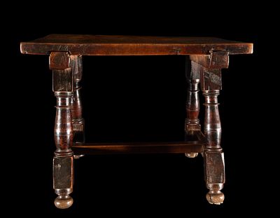 Rare 16th century shoemaker's or platform table. Wood, 47 cm x 62 cm x 42 cm.