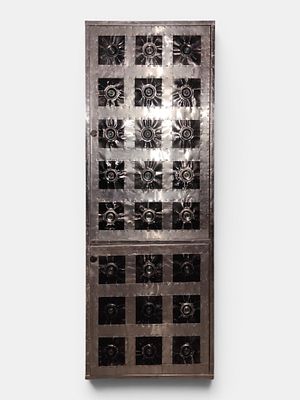 Magnificent "Space Age" Hollywood Regency wardrobe in aluminum and iron, 20th-21st century. Artis 