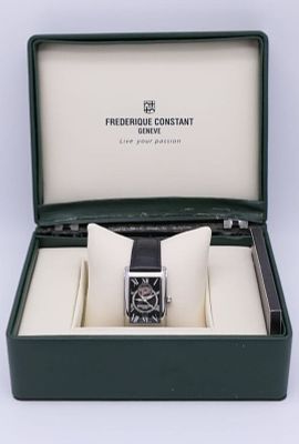 Frederique Constant Carree Heart Beat Date. Men's stainless steel wristwatch, rectangular case 
