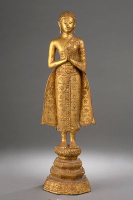 Buddha worshipper in anjali mudra, Kingdom of Ratanakosin, 19th-20th century. Gilded bronze 