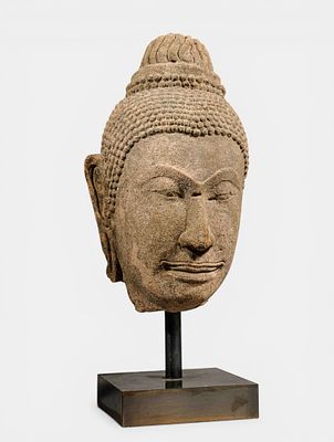 Large Buddha Head, 16th Century Thailand, with Serene Expression and Ushnisha Bun. Thailand. 