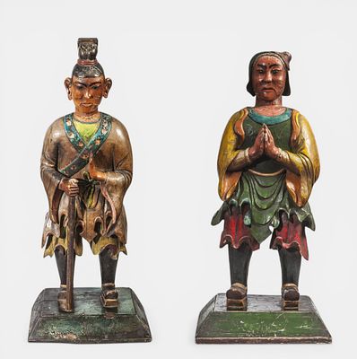 Rare Pair of Dolls of Foreigners from Ancient China Qing Dynasty Dressed in Ethnographic Clothing. 