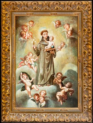 Saint Anthony of Padua with the Child Jesus, Italian School, 18th Century. Oil on canvas. 