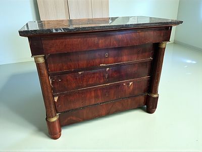 Napoleon III Empire Chest of Drawers in Mahogany. French School. 19th Century. Empire-style 