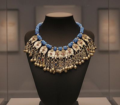 Ethnic tribal necklace in silver, total weight 125 g. Genuine tribal ethnic jewelry necklace 