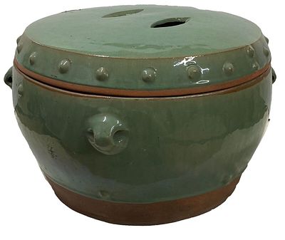 Antigua aceitera, tinaja, caja de alimentos de terracota esmaltada china. S. XIX 
Antigua 