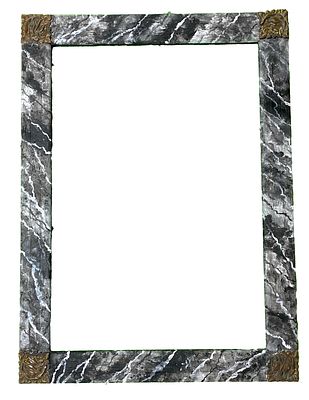 Antiguo marco, espejo de madera policromado, marmolizado, con bronces. S. XIX. Pirineo 