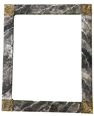 Antiguo marco, espejo de madera policromado, marmolizado, con bronces. S. XIX. Pirineo 