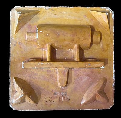 Antigua escayola, para sacar pieza industrial. Fundici&oacute;n Averly Zaragoza. 30 &times; 30x7. Antigua 