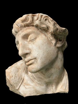 Antigua escayola de la representaci&oacute;n del esclavo de Miguel &Aacute;ngel. XIX. Antigua escayola, con la 