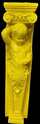 &aacute;ngel, m&eacute;nsula, atlante, columna para chimenea o m&eacute;nsula. 130x30x20 cari&aacute;tide. Amarillo
. &aacute;ngel 