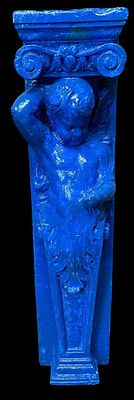&aacute;ngel, m&eacute;nsula, atlante, columna para chimenea o m&eacute;nsula. 130x30x20 cari&aacute;tide. Azul
. &aacute;ngel 