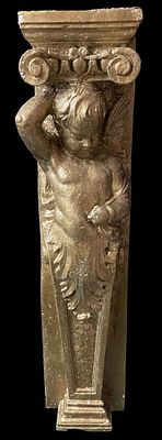 &aacute;ngel, m&eacute;nsula, atlante, columna para chimenea o m&eacute;nsula. 130x30x20 cari&aacute;tide. Dorado 
Angel 