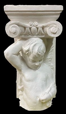 Antiguo &aacute;ngel, m&eacute;nsula, atlante, puti, cari&aacute;ide, columna, m&eacute;nsula. 59x30x20 . Blanco, escayola. 