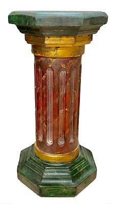 Antigua columna, pedestal, mensula, dorada y policromada o marmolizada. 51x25x25
. Antigua 