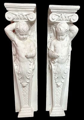 Antiguo &aacute;ngel, atlante, columna, m&eacute;nsula, repisa. 130x30x20 cari&aacute;tide. Angel precioso, m&eacute;nsula 