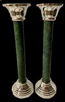 Candelabros original Napole&oacute;n III, imperio. Casino Mercantil de Zaragoza. XIX. M&aacute;rmol verde.
. Ca 