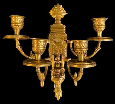 Antigua pareja de apliques, candelabros de bronce imperio. Napole&oacute;n III.
. Antigua pareja de 