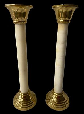 Antigua pareja de candelabros originales Napoleón III, imperio. Mármol carrara. XIX.
. Antigua 