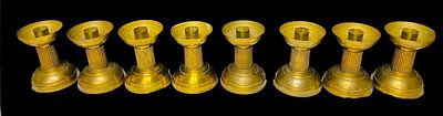 Antiguo lote de 8 candelabros de iglesia de bronce. S. XIX. Rareza. 
Antiguo lote de 8 