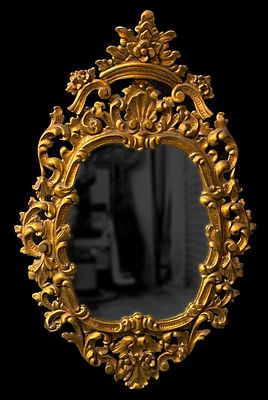 Antiguo espejo cornucopia de madera dorado estilo Felipe V. 140x95 
Antiguo espejo de madera 