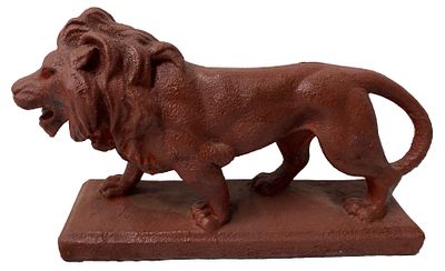 Antiguo le&oacute;n de terracota con efecto &oacute;xido. Prototipo de Averly. 43x17x13. Ver. Antiguo Le&oacute;n de 
