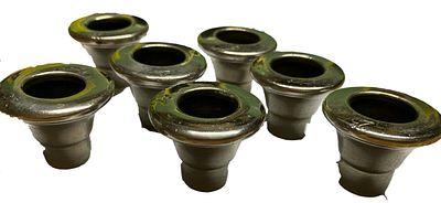 antiguo lote de 7 repuestos de candelabros o apliques, boquillas met&aacute;licas.
. antiguo lote de 7 