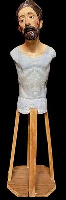 Antiguo santo, imagen, talla de terracota de CAP I POTA Siglo XIX para vestir. 57 cm alto
. Antig 