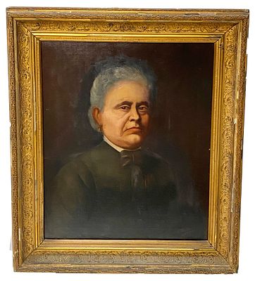 Antiguo &oacute;leo sobre lienzo, retrato masculino. Marco dorado. S. XIX. Jaume Vilallonga i Balam. 78x67