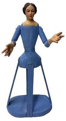 Antigua talla de madera, virgen cap i pota, vestidera. S. XIX. 34x17x8. 
Antigua virgen de 