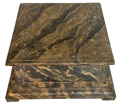 Antigua peana, repisa, pedestal, columna policromada. Suelos mosaicos del Vaticano. 38x38x18. 