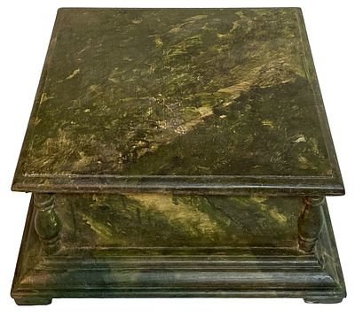 Antigua peana, repisa, pedestal, columna policromada. Suelos mosaicos del Vaticano. 38x38x18. 