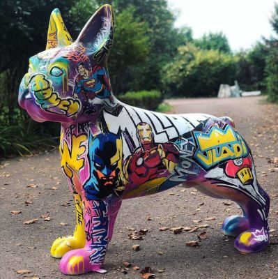 Art Vladi - Millionnaire Dog Technique mixte sur r&eacute;sine Sign&eacute;e &agrave; la main par l'artiste Pi&egrave;ce 