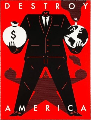Cleon Peterson - Destroy America (Red), 2020 Hand-pulled screen print on 290gsm Arches Rag fine 