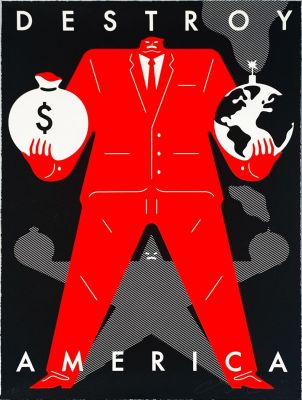 Cleon Peterson - Destroy America (Black), 2020 Hand-pulled screen print on 290gsm Arches Rag 