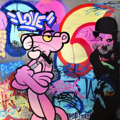 Fat - Panther VS Chaplin Original giclee on satin 250 gm2 paper Hand signed & numbered by the 