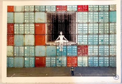 JR - In the container wall, Le Havre, France, 2014, 2020 20 colors lithograph printed on white 