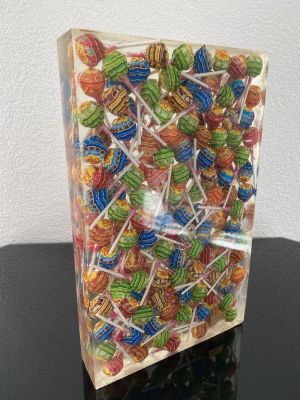 Arman - Chupa Chups (Green), 2000 Accumulation of lollipops in resin. Signed and numbered 22/50 