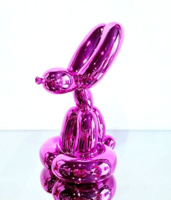 Editions Studio - Sitting Balloon Rabbit Pink Cold casting resin sculpture Limited edition of 