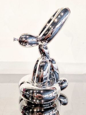 Editions Studio - Sitting Balloon Rabbit Silver Cold casting resin sculpture Limited edition of 