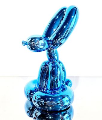 Editions Studio - Sitting Balloon Rabbit Blue Cold casting resin sculpture Limited edition of 