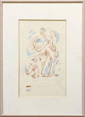 Andr&eacute; Masson - En&eacute;e sauvant Anchise, 1970 Pastel on Arches paper. Titled by the artist in 