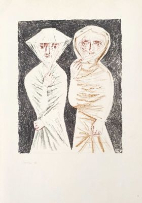Massimo Campigli - Donne velate, 1952 Color lithograph on paper, plate signed, not numbered 